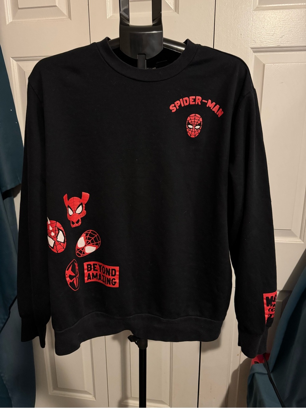 Spiderman Black Crewneck with Red Spider Graphics